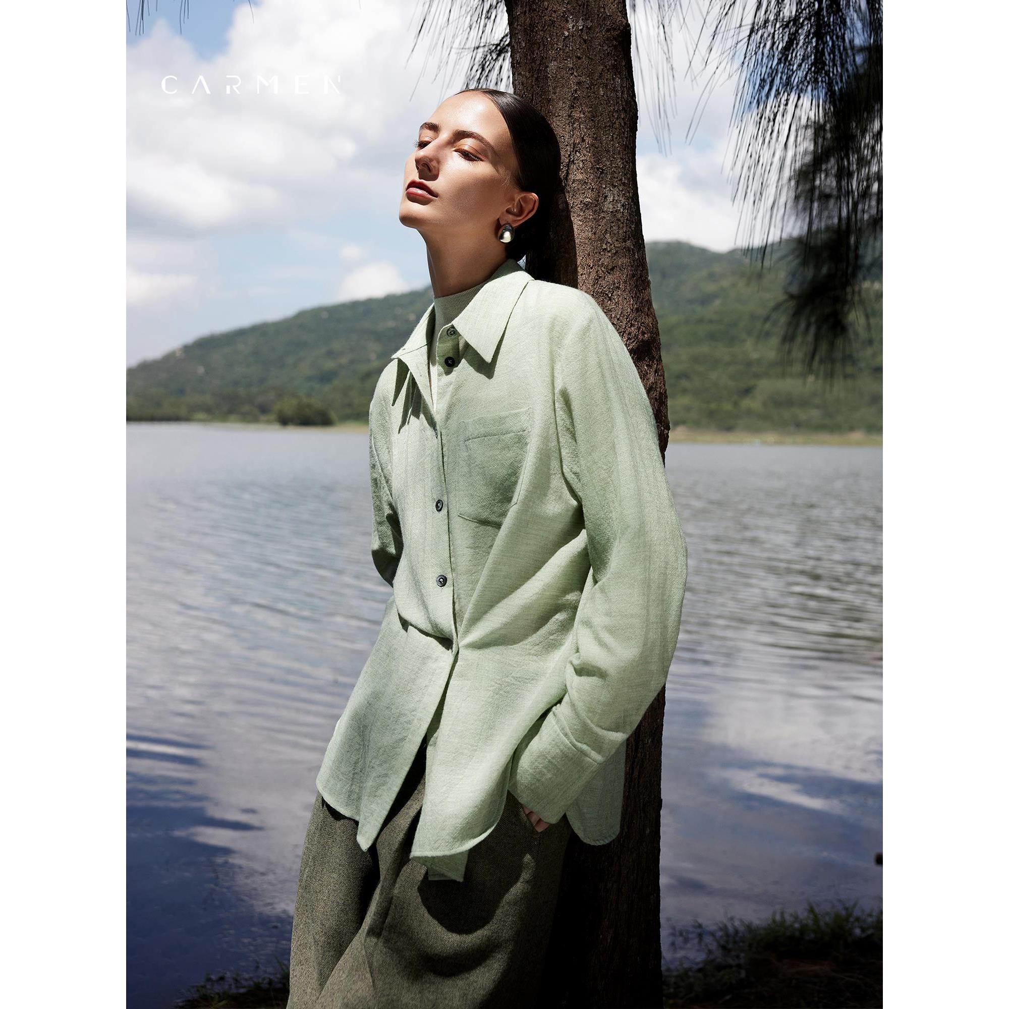 【小太阳严选】Carmen长袖针织羊毛衬衫25秋冬叠穿OL气质通勤上衣