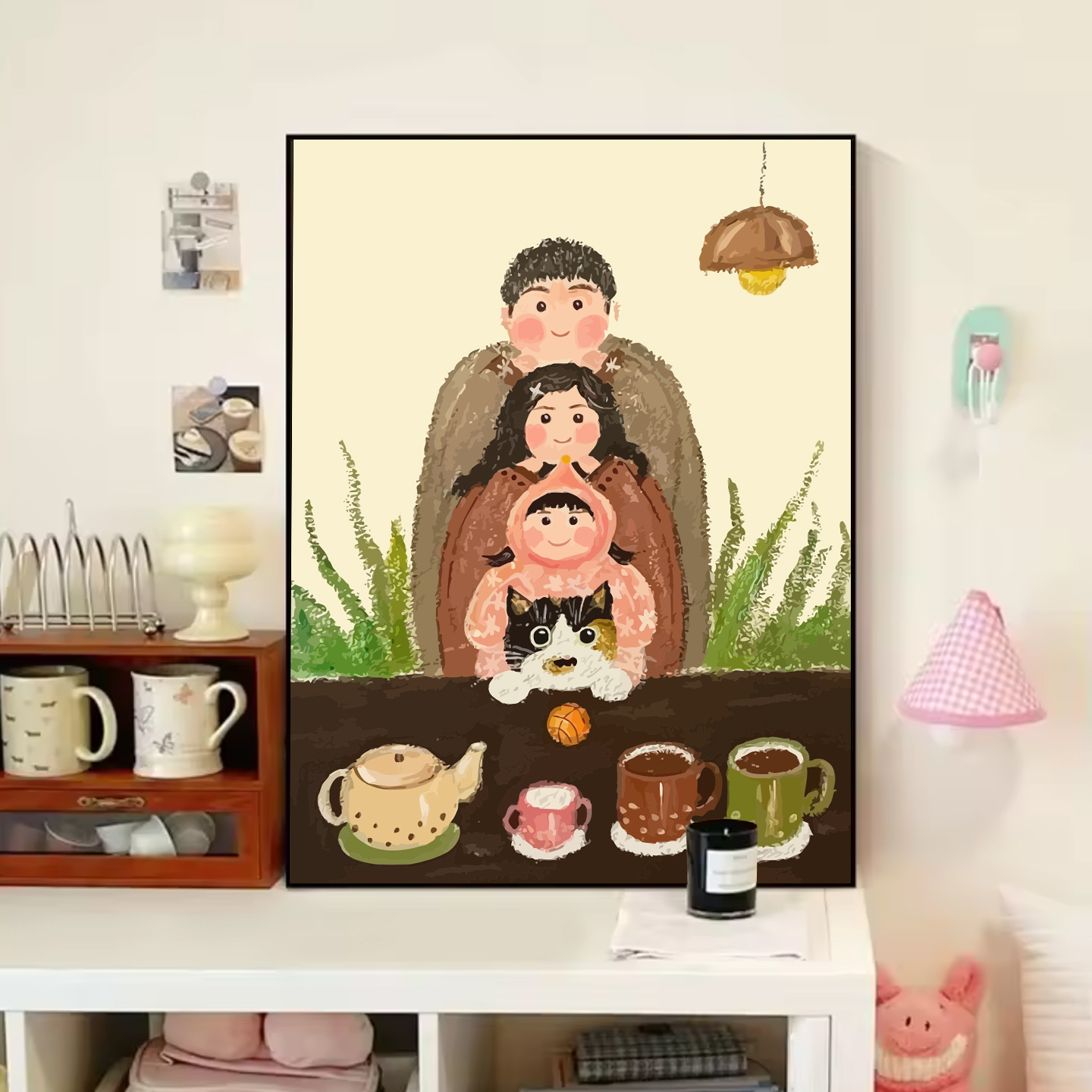 全家福定制diy数字油画幸福一家人手工填充丙烯画客厅摆件装饰画图片