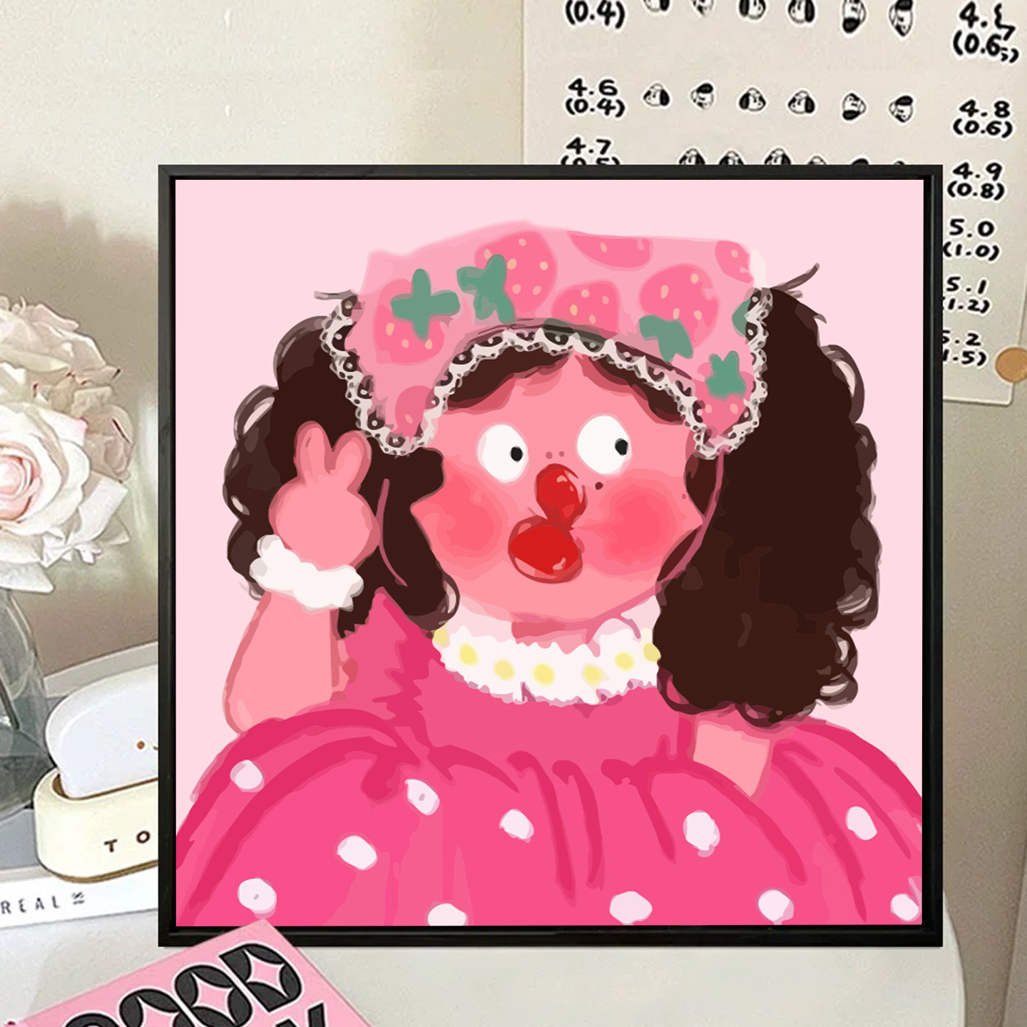 搞怪女孩卡通diy数字油画手绘礼物手工丙烯油彩画装饰画客厅摆件图片