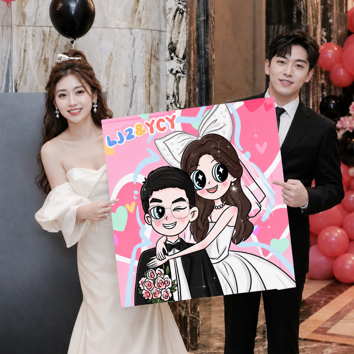 星蝶公主情侣定制装饰画结婚礼物图片