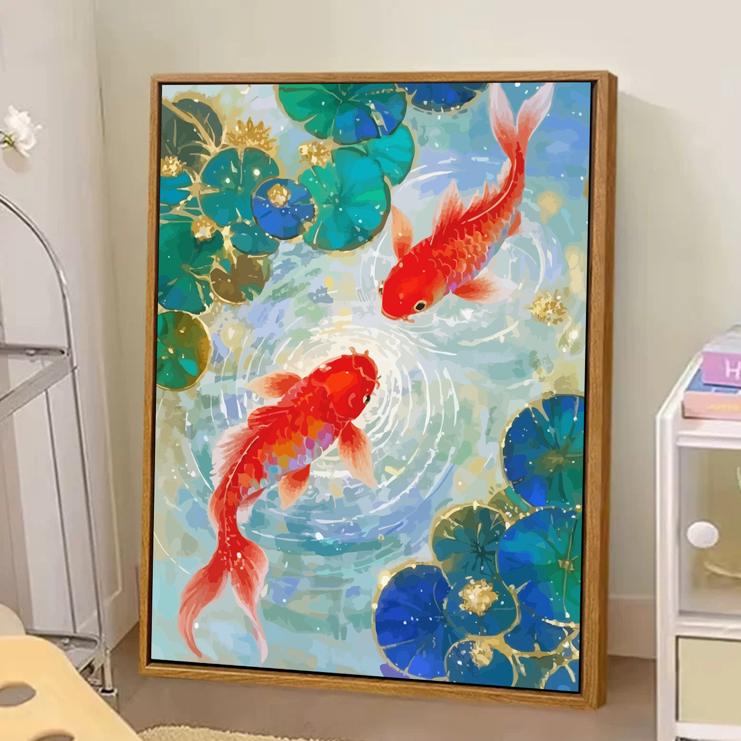 好运锦鲤数字油画DIY手绘装饰画