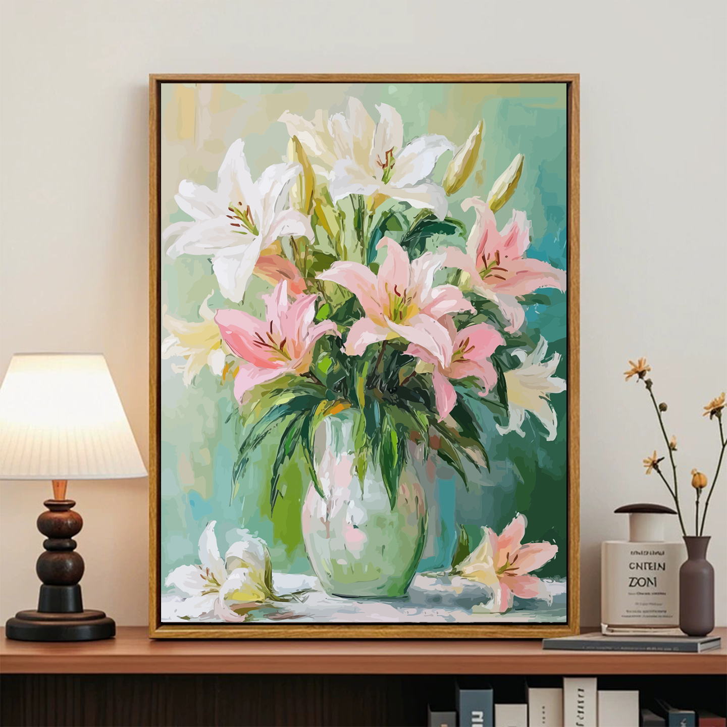 花卉百合花diy数字油画艺术手工填色油彩画高级感治愈丙烯装饰画图片
