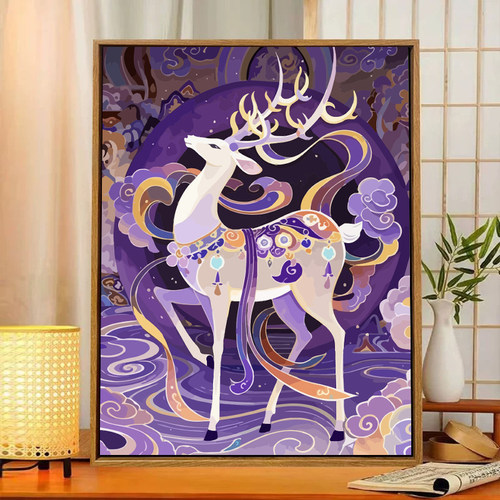 敦煌祥瑞九色鹿丙烯填色数字油画
