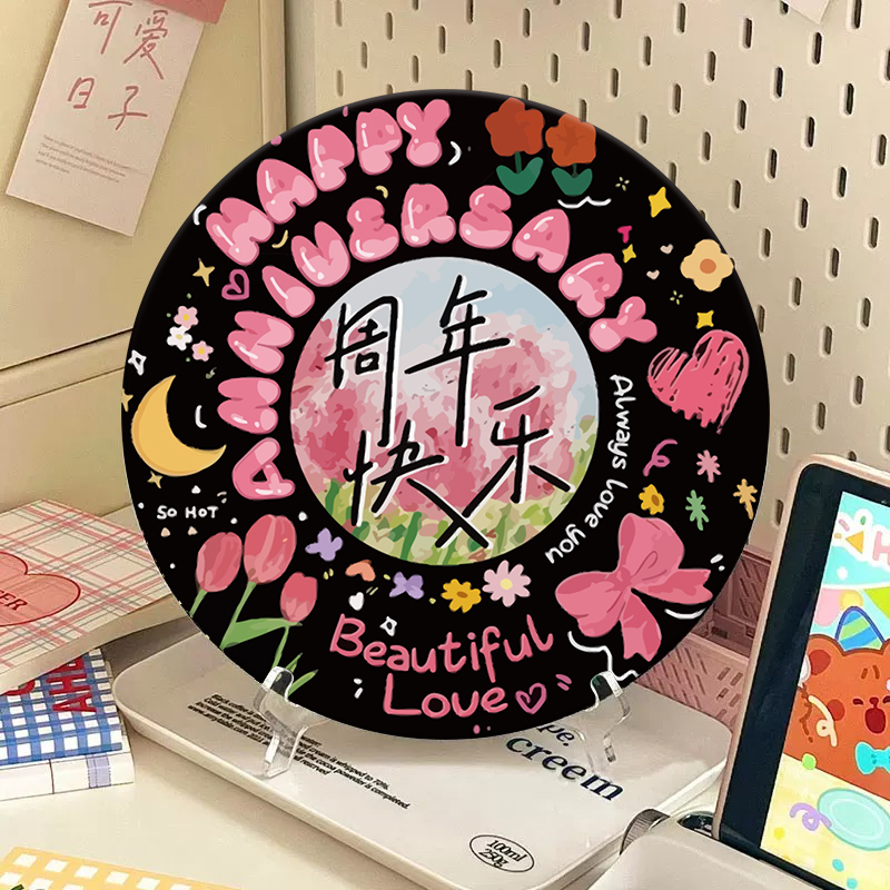 生日结婚礼物黑胶数字油画diy丙烯填充填色手工涂鸦定制装饰挂画图片