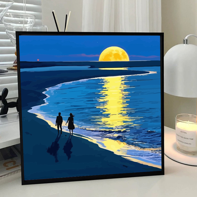 仙华情人节卡通治愈情侣油画diy