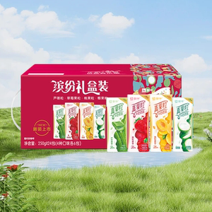 7月 蒙牛真果粒草莓味黄桃味果味乳品饮料混合装250ml*24盒