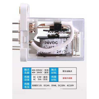 JQX-38F继电器3Z HHC71B大功率继电器40A DC12V24V220V48V大电流