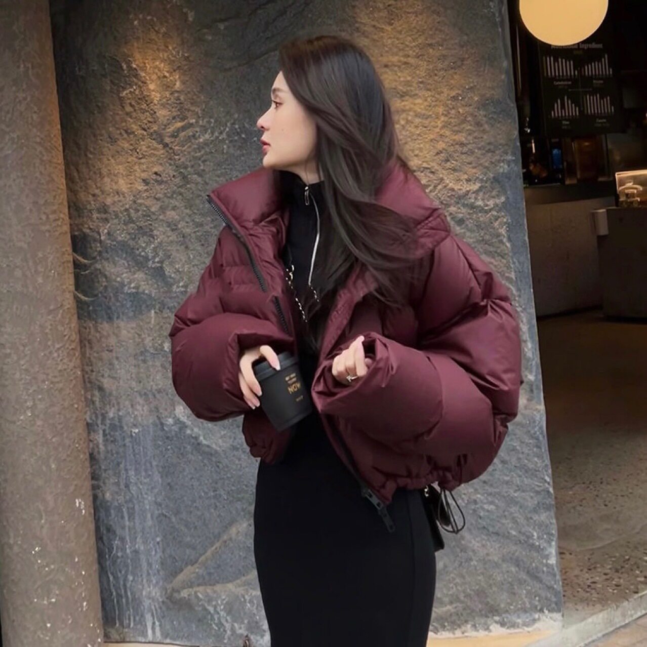 羽绒服女2025新款短款宽松加厚保暖韩系小个子立领面包服秋冬