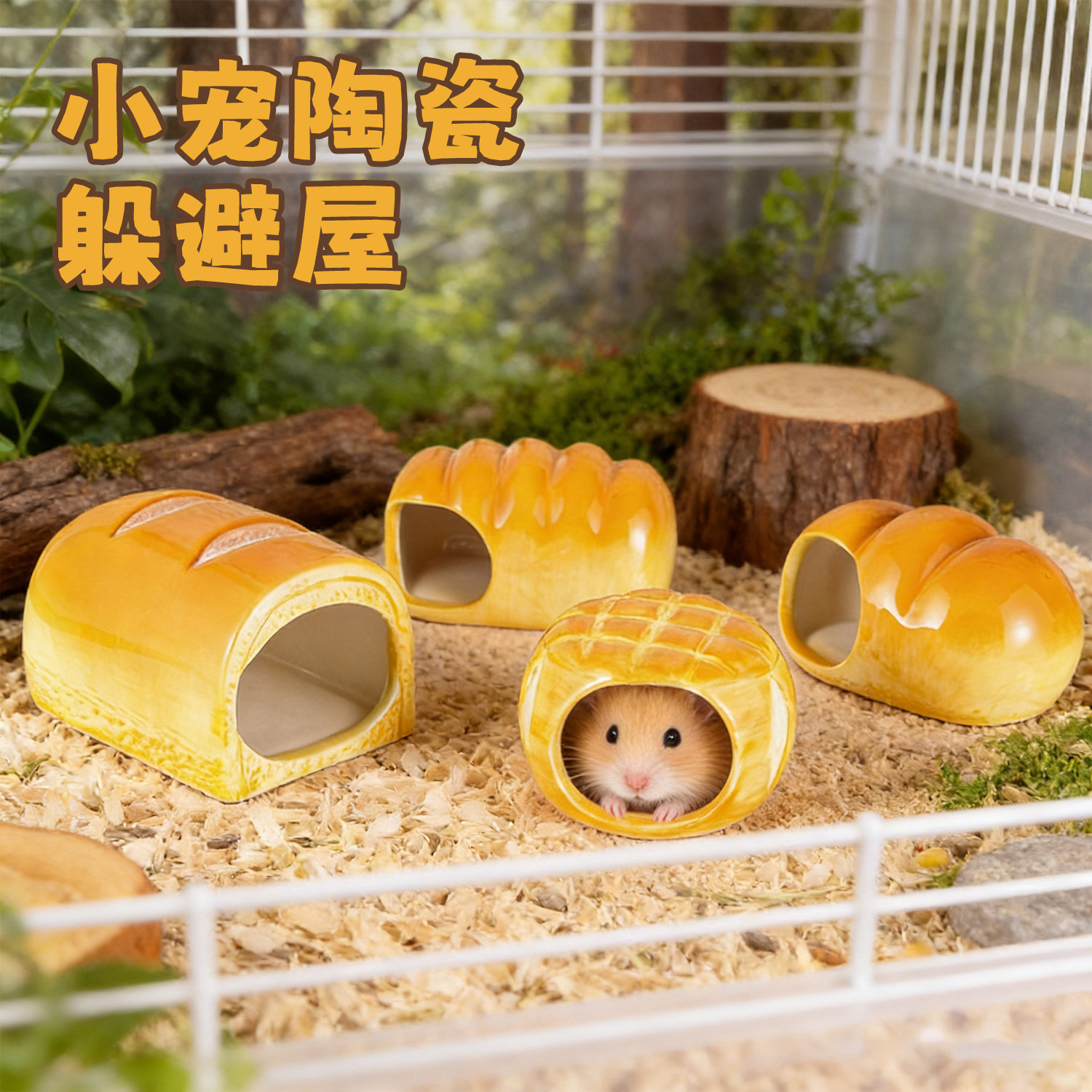 仓鼠金丝熊躲避屋可视陶瓷窝小宠窝房子冰屋降温造景夏天睡觉造景