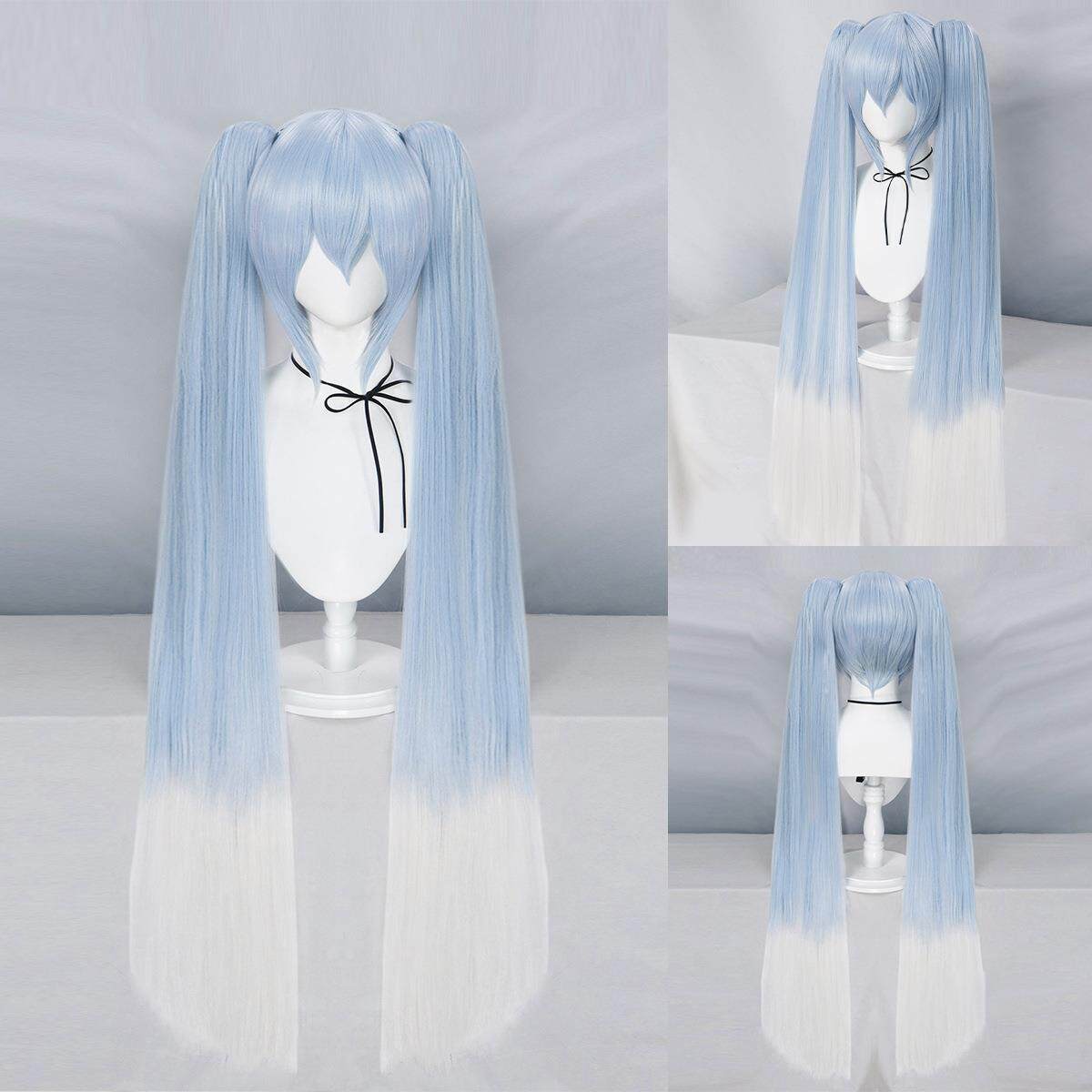 VOCALOID初音未来  初音 Miku蓝色渐变虎口夹双马尾COS假发
