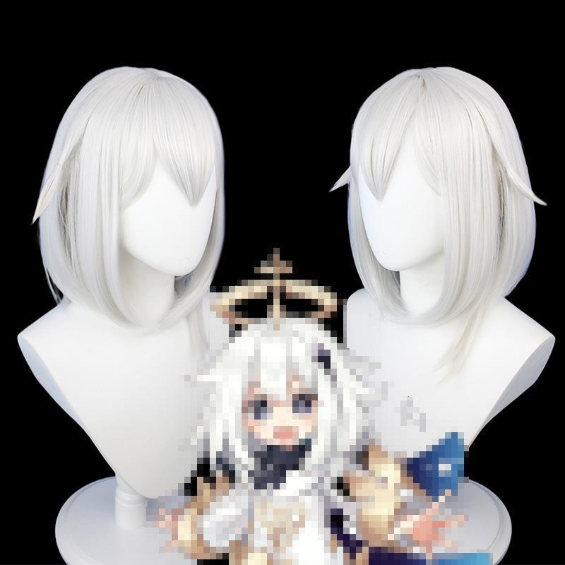 原cos神派蒙 看板娘cos假发短款旅行者银灰色大内扣角色假发
