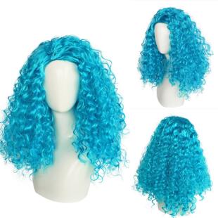 cos假发 小孩款 蓝色蓬松羊毛卷 Descendants 4 星光继承者