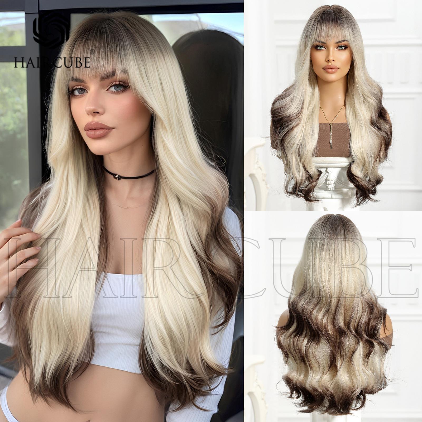 万圣节假发大波浪全头型头套圣诞节cosplay齐刘海欧美整顶假发wig