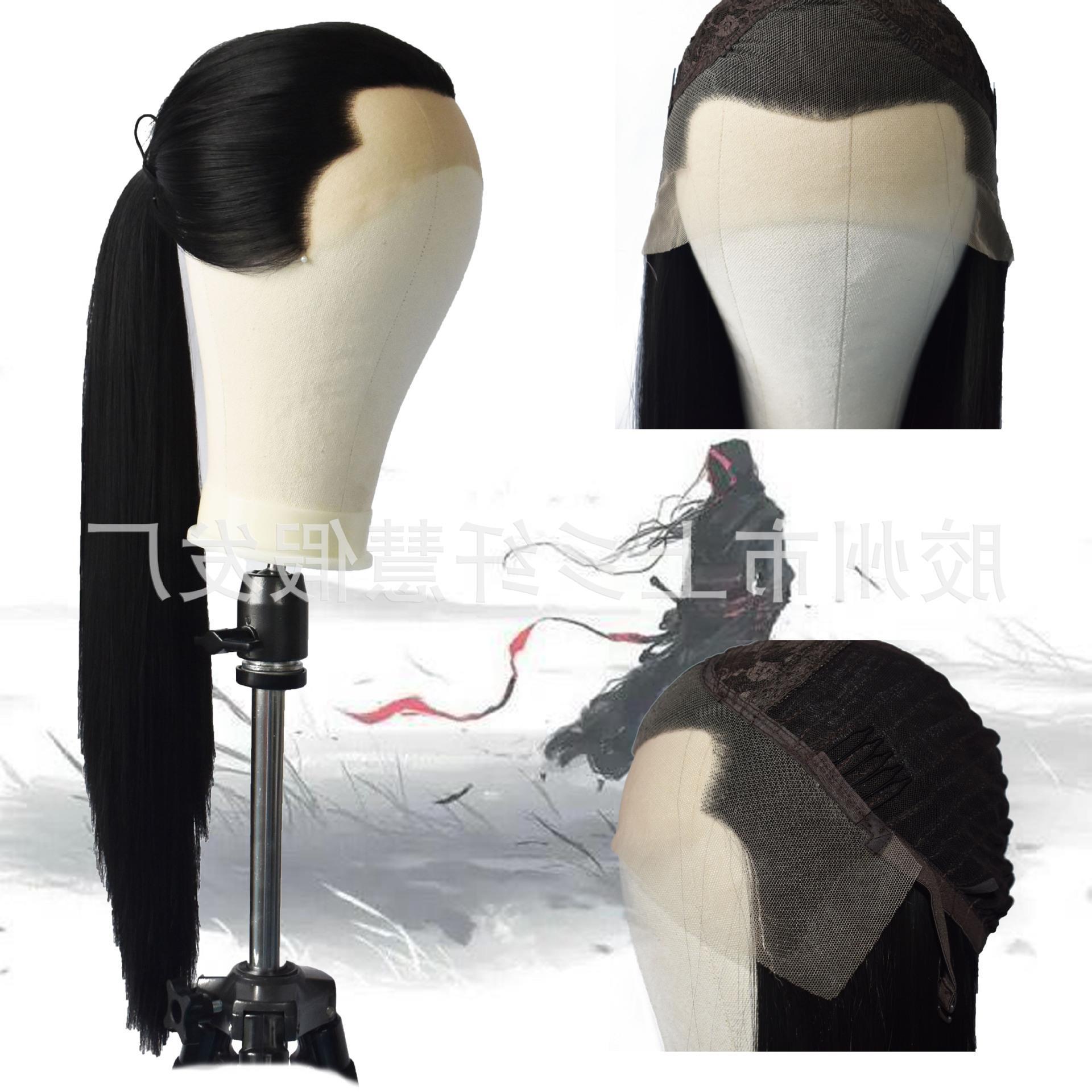 古风汉服男古装蕾丝美人尖头套手钩化纤假发动漫摄影cos