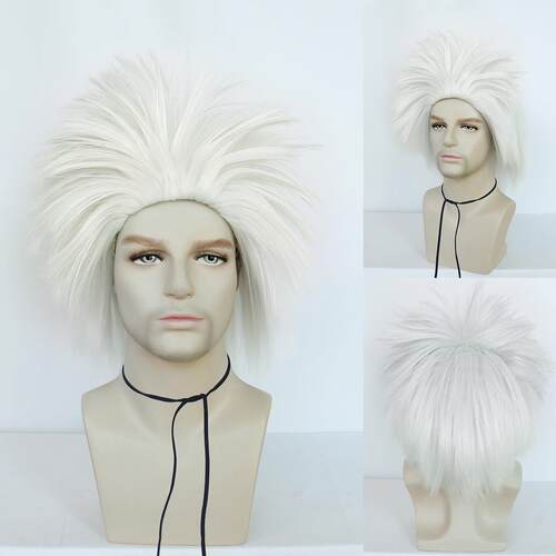 跨境假发 thing 1 wig 银白色大人 后梳  男士假发