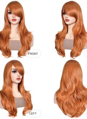 史酷比狗scoob达芙妮万圣节cos假发女士橙色斜刘海长卷发