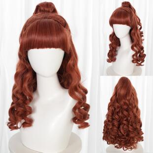 星期三2艾格尼丝 伊妮德 棕色分体式螺旋卷马尾 cos假发
