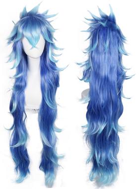 Idia Shroud扭曲仙境小美人鱼 COS假发100cm 蓝色渐变层次卷发