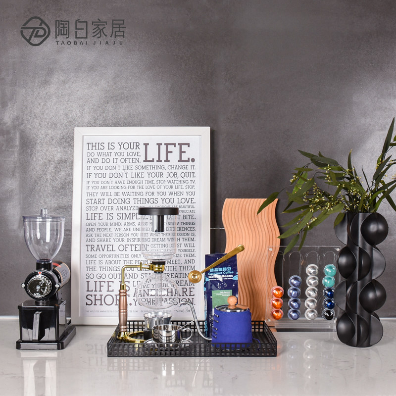 轻奢展厅饰品组合咖啡主题厨房组合家用套装装饰画虹吸咖啡壶摆件