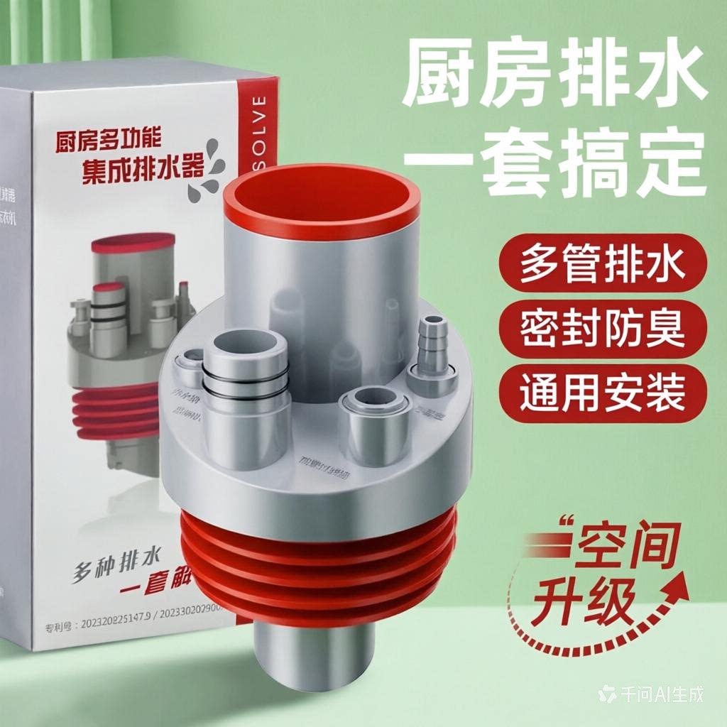 防臭神器厨房下水管三通水槽排水通用防臭防反水集成下水器分水器