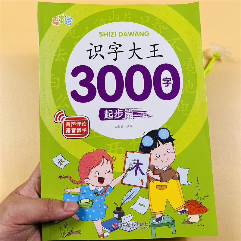 学前儿童看图识字大王识字3000字起步篇 学前班3-5-6岁幼儿园儿童早教识字卡片有声读物大班升一年级认字神器拼音笔画笔顺儿童认字