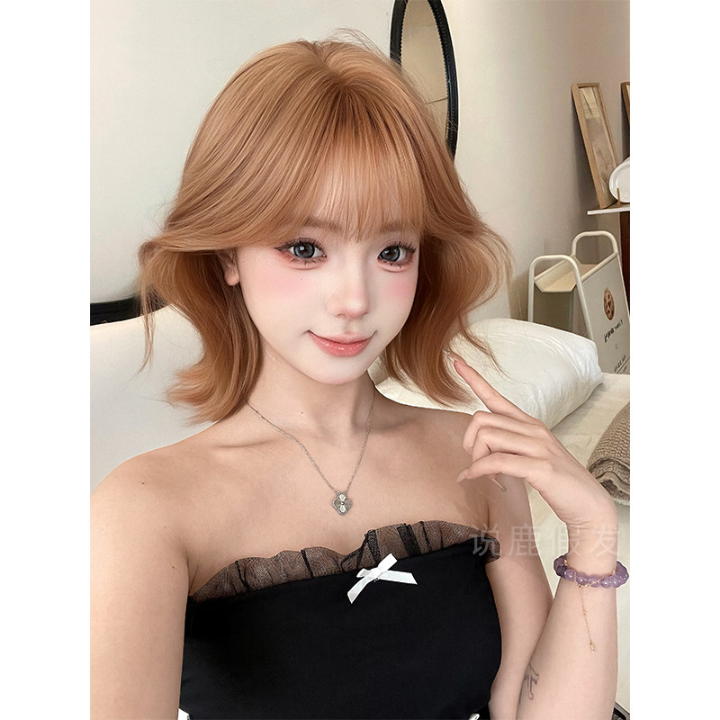 说鹿假发女日常网红短发卷发lolita冬季新款自然全头套假