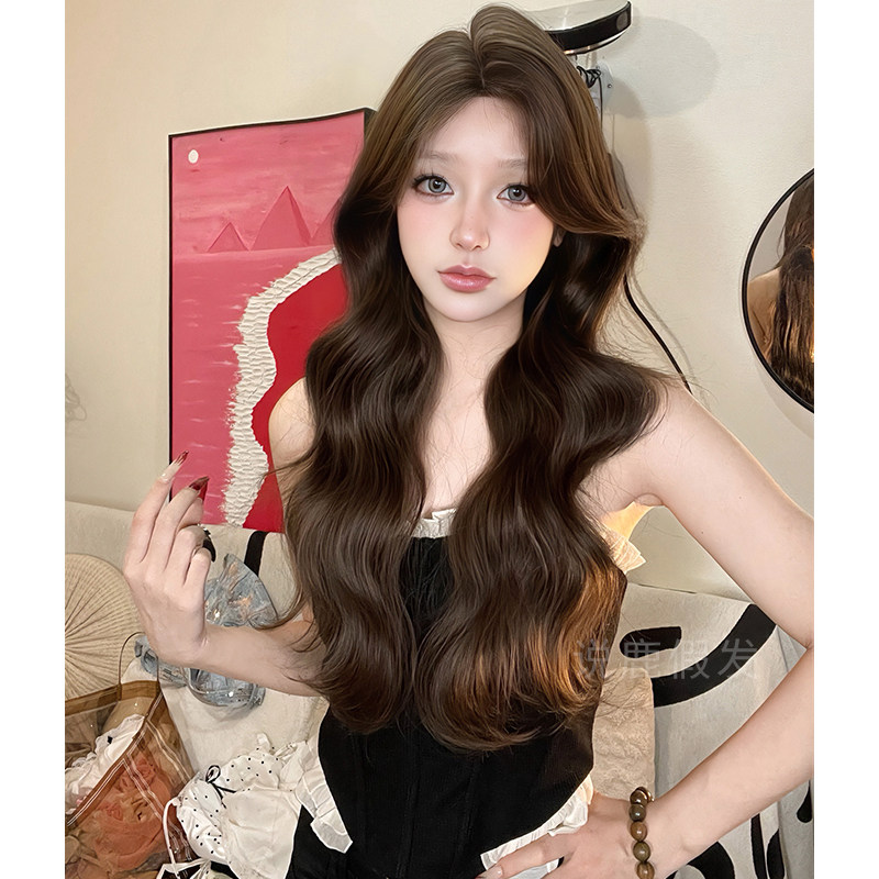 说鹿假发批发长卷发女lolita日常网红中分自然全头套