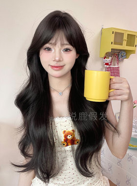 说鹿假发女长发大波浪长卷发lolita逼真空气刘海假发全头套式假发