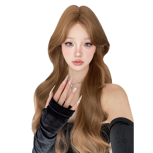 说鹿假发网红蕾丝假发女长发中分八字刘海长卷发大波浪日常全头套