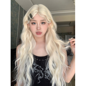 说鹿【芭比】假发女日常自然长卷发羊毛卷刘海新工艺白金色全头套