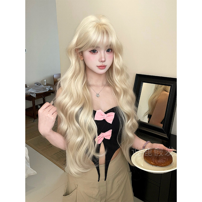 说鹿假发冬季新款女长卷发lolita逼真空气刘海假发全头套式