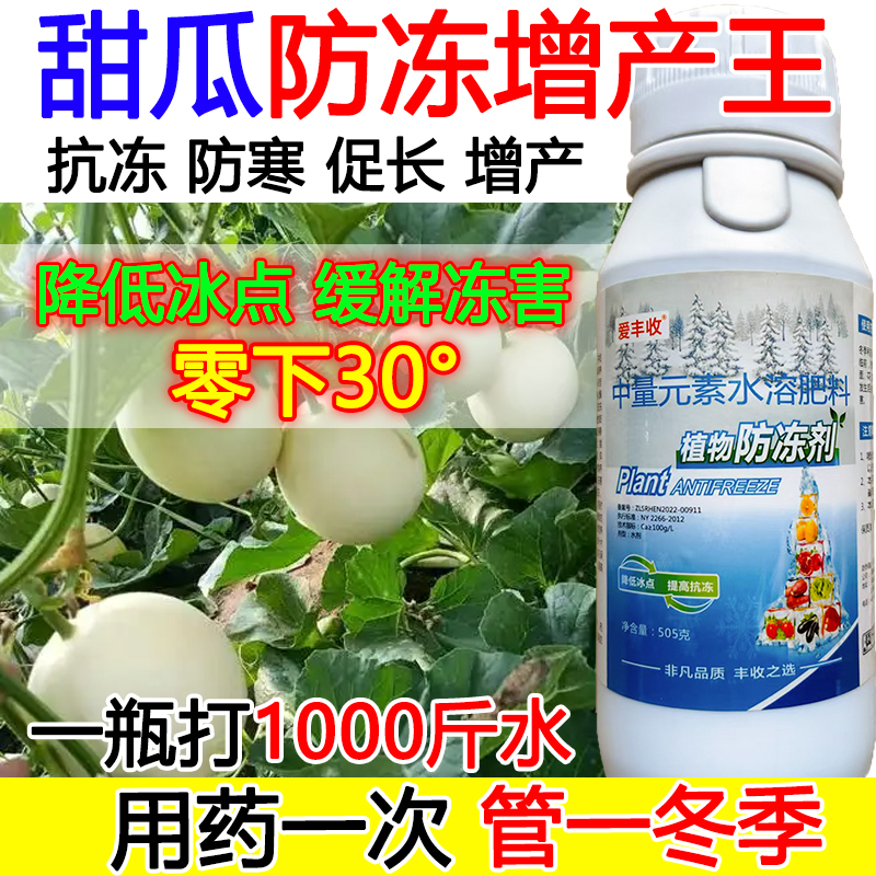 甜瓜防冻液甜瓜防冻抗寒叶面肥抗寒流增产肥料蔬菜果树防冻液正品
