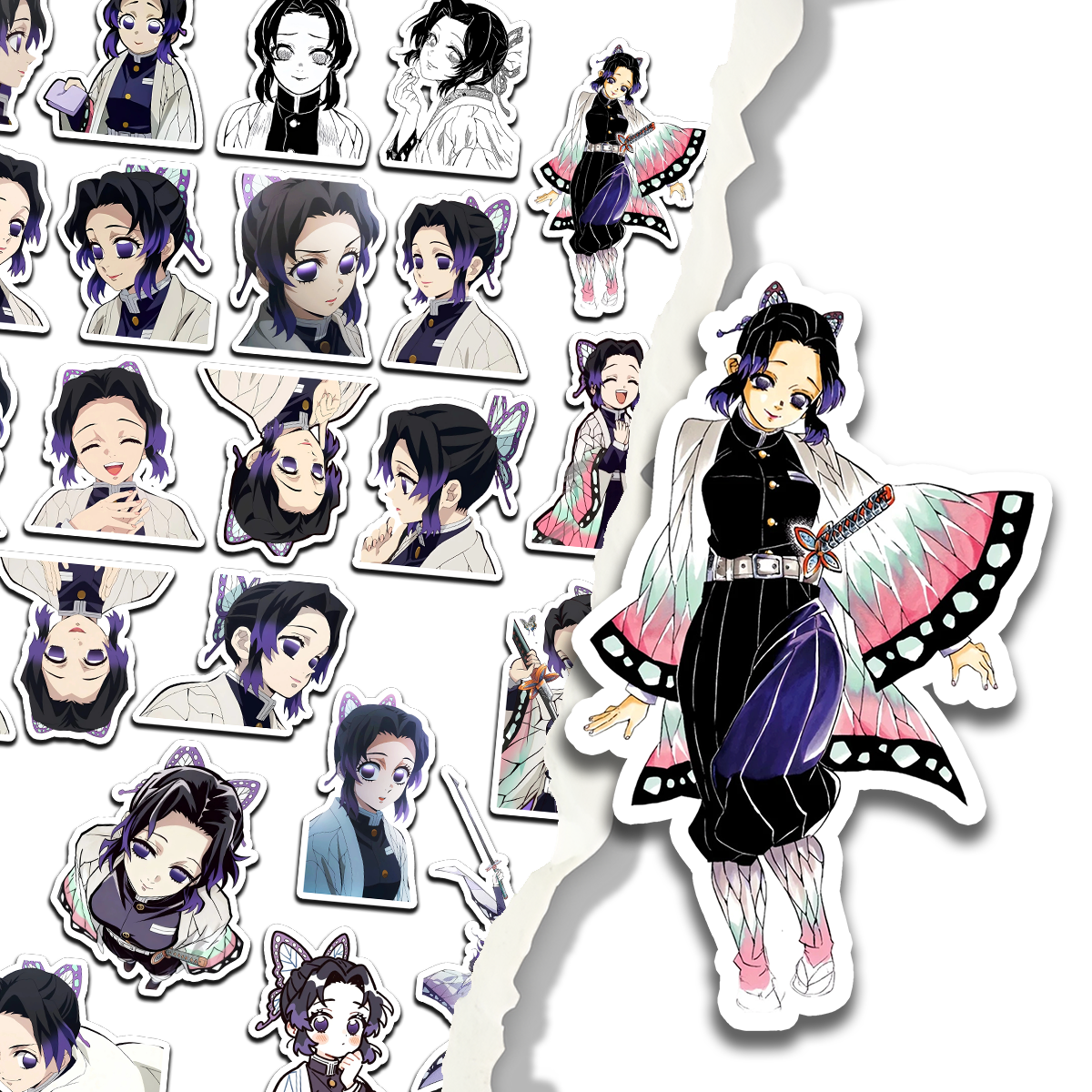 蝴蝶忍虫柱单人绝美鬼灭之刃高清爆款定制贴纸动漫周边物料贴画