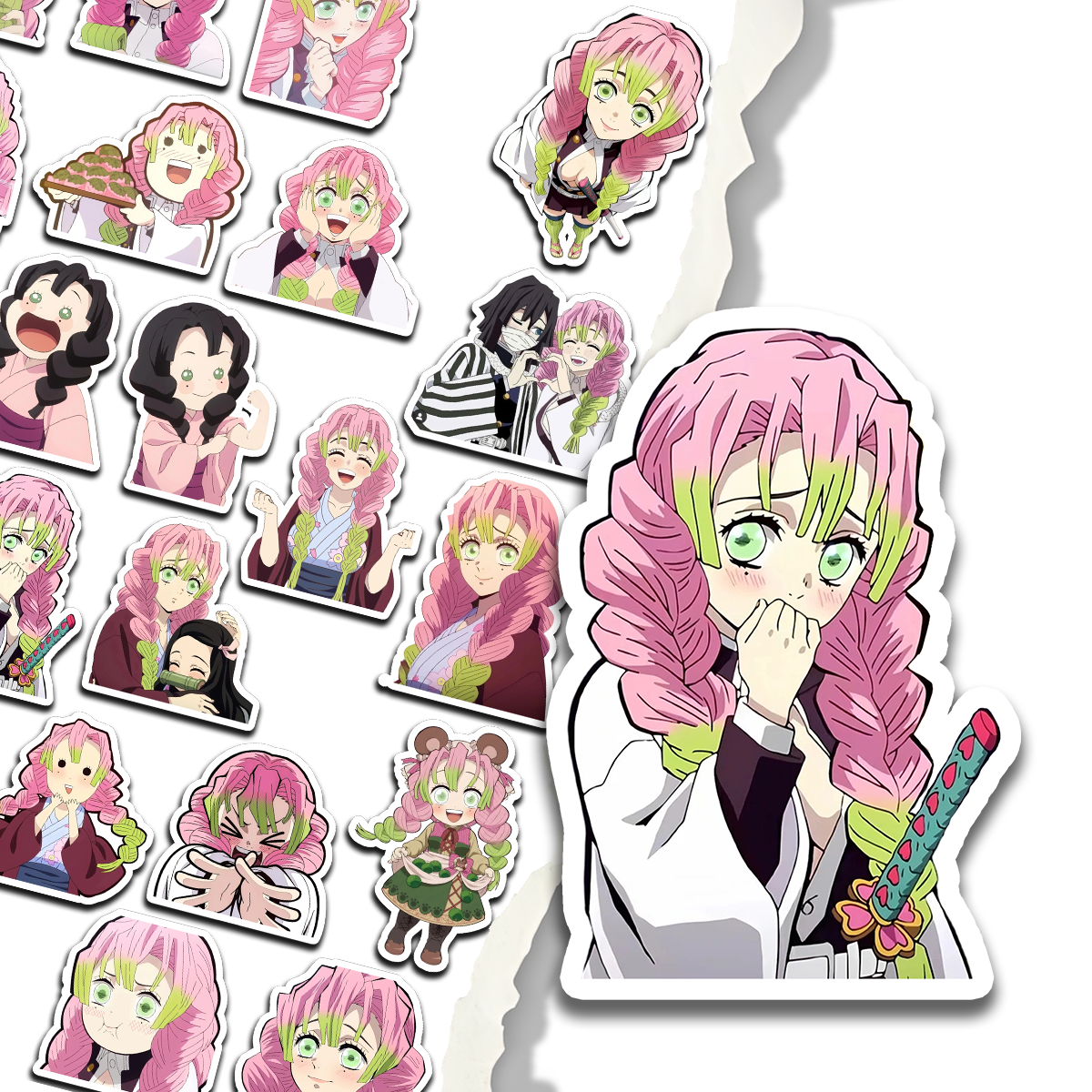 甘露寺蜜璃恋柱绝美鬼灭之刃高清爆款定制贴纸动漫周边无物料贴画