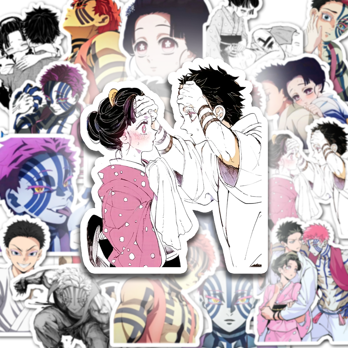 三哥猗窝座恋雪CP鬼灭之刃高清爆款定制贴纸动漫周边无物料贴画