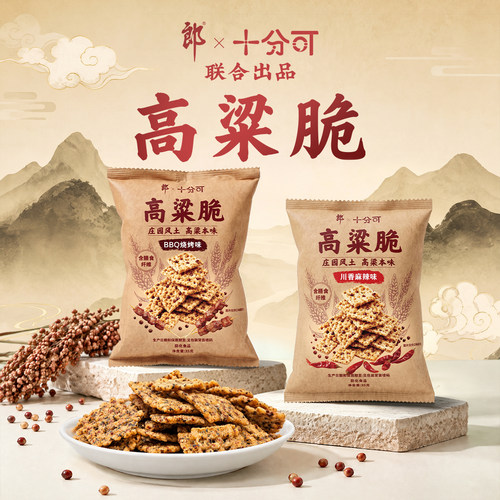 十分可osnack高梁脆锅巴川香麻辣味BBQ烧烤味酥脆好吃零食35g/包
