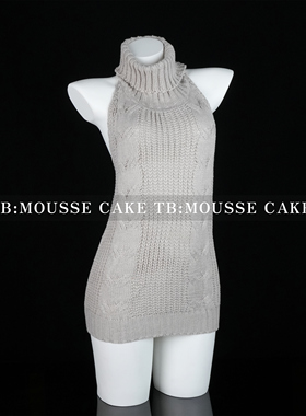 性感纯欲日系高领露背针织毛衣裙子网红情侣约会小胸制服晴趣qqny