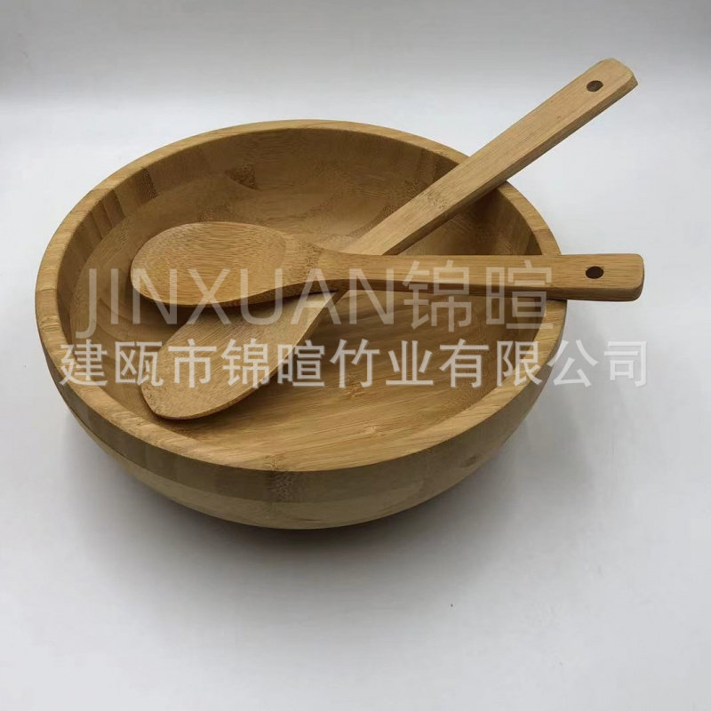 竹质沙拉碗家用生态面膜碗圆形竹木餐具竹碗天然儿童竹制面团碗