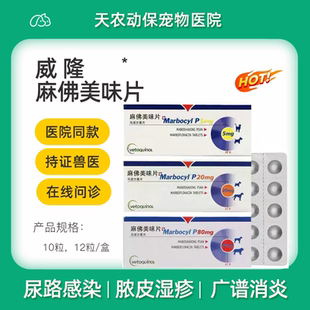 麻佛美味片狗猫宠物消炎药犬脓皮症尿路感染马波沙星微素威隆回盛