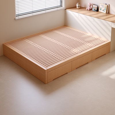 Casa Relax无床头榉木床榻榻米侧抽储物床榉木静音排骨架定制尺寸