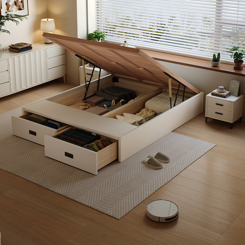 Casa Relax无床头全实木榻榻米尾抽气压储物床松木排骨架定制尺寸