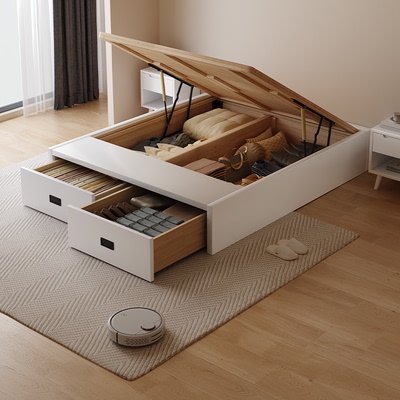 Casa Relax无床头全实木榻榻米尾抽气压储物床榉木排骨架定制尺寸