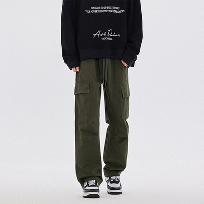 吾一白awhite宽松直筒纯棉工装裤