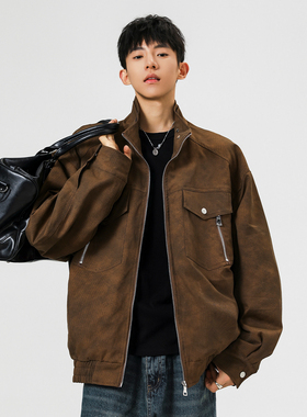 吾一白春秋季2026新款男生美式高街宽松飞行夹克男士百搭工装外套