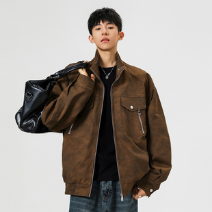 吾一白秋冬季2025新款男生美式高街宽松飞行夹克男士百搭工装外套