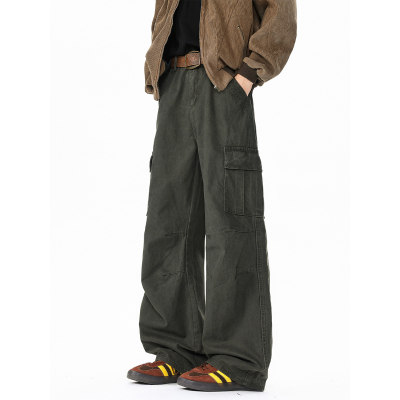 吾一白awhite男生宽松阔腿工装裤