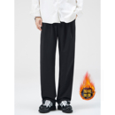 吾一白冬季加绒2025新款男生宽松垂感黑色休闲西裤男士直筒裤子