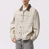 夹克男士 吾一白春秋季 重磅翻领工装 男生美式 宽松休闲外套 2026新款