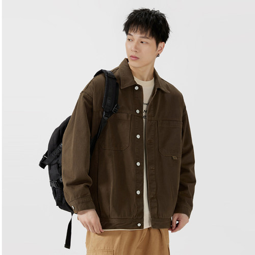 吾一白awhite水洗贴标衬衫外套男