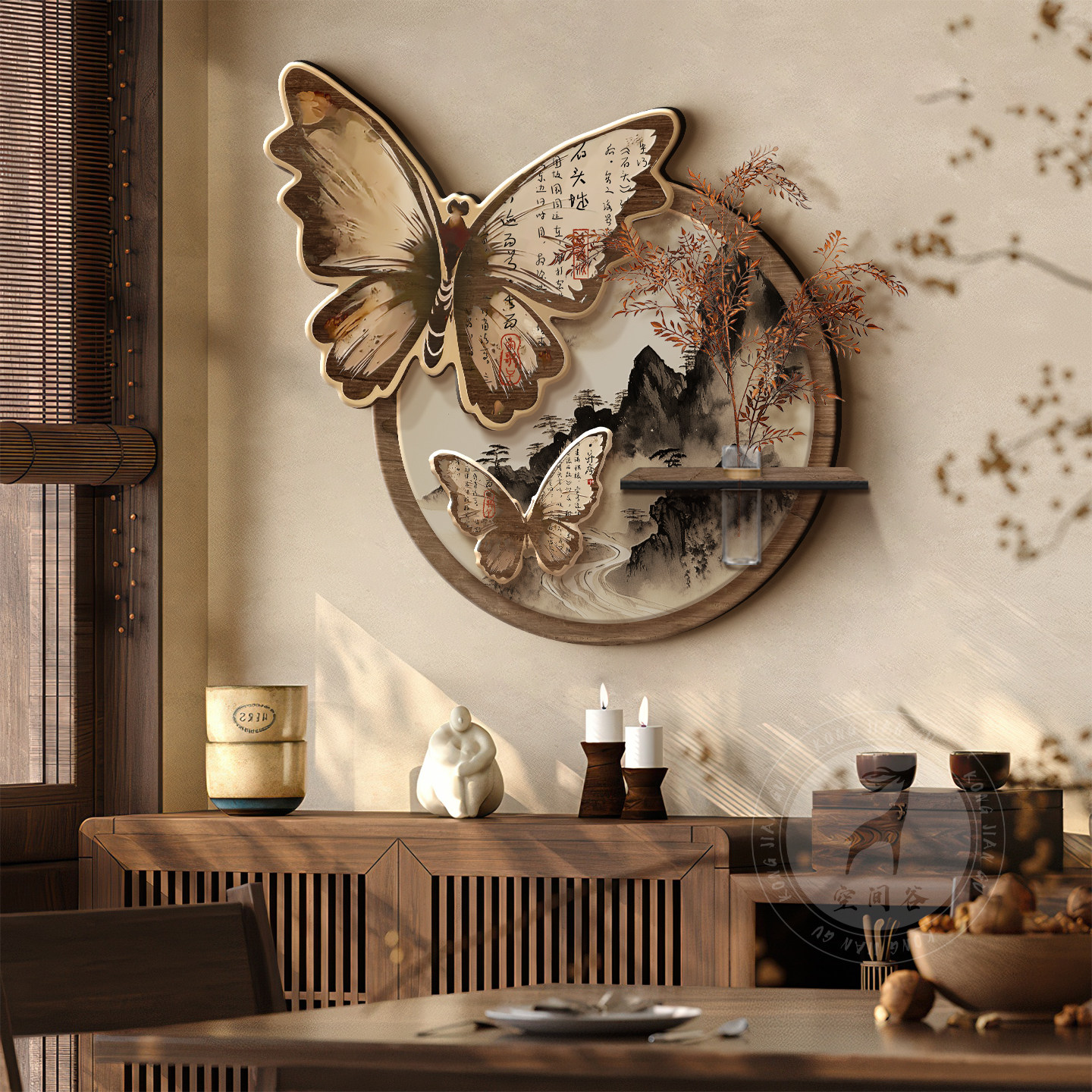 宋代美学山水客厅装饰画电视背景墙水培壁画中式蝴蝶餐厅斗柜挂画,家居饰品,现代装饰画,淘宝优惠券,粉丝福利购,淘宝优惠卷